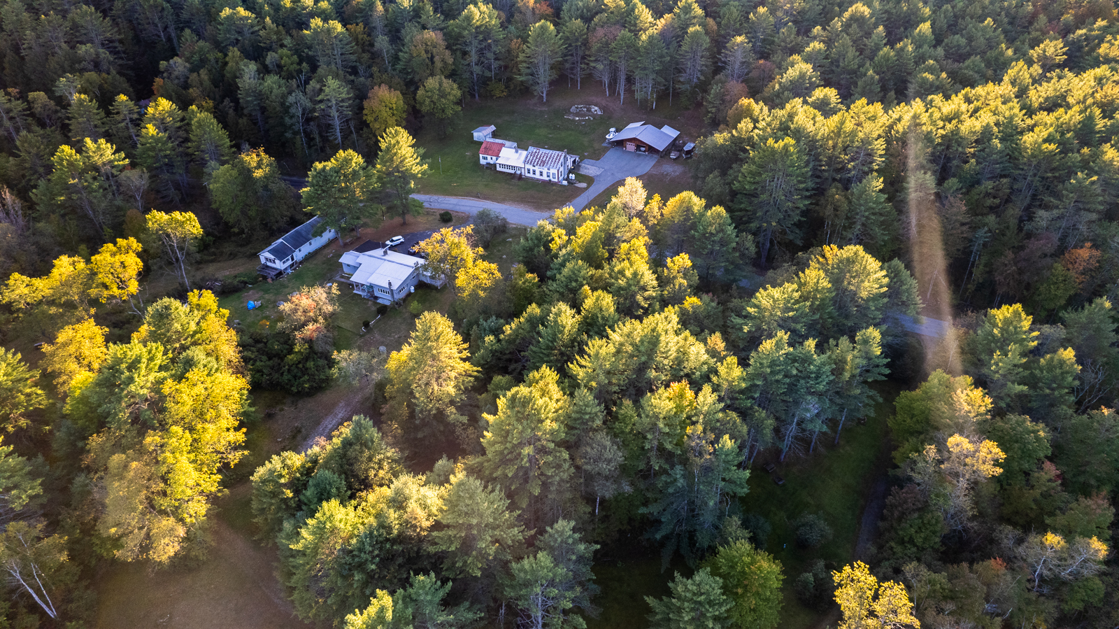 Aerial view of Park Mountain Campground in autumn